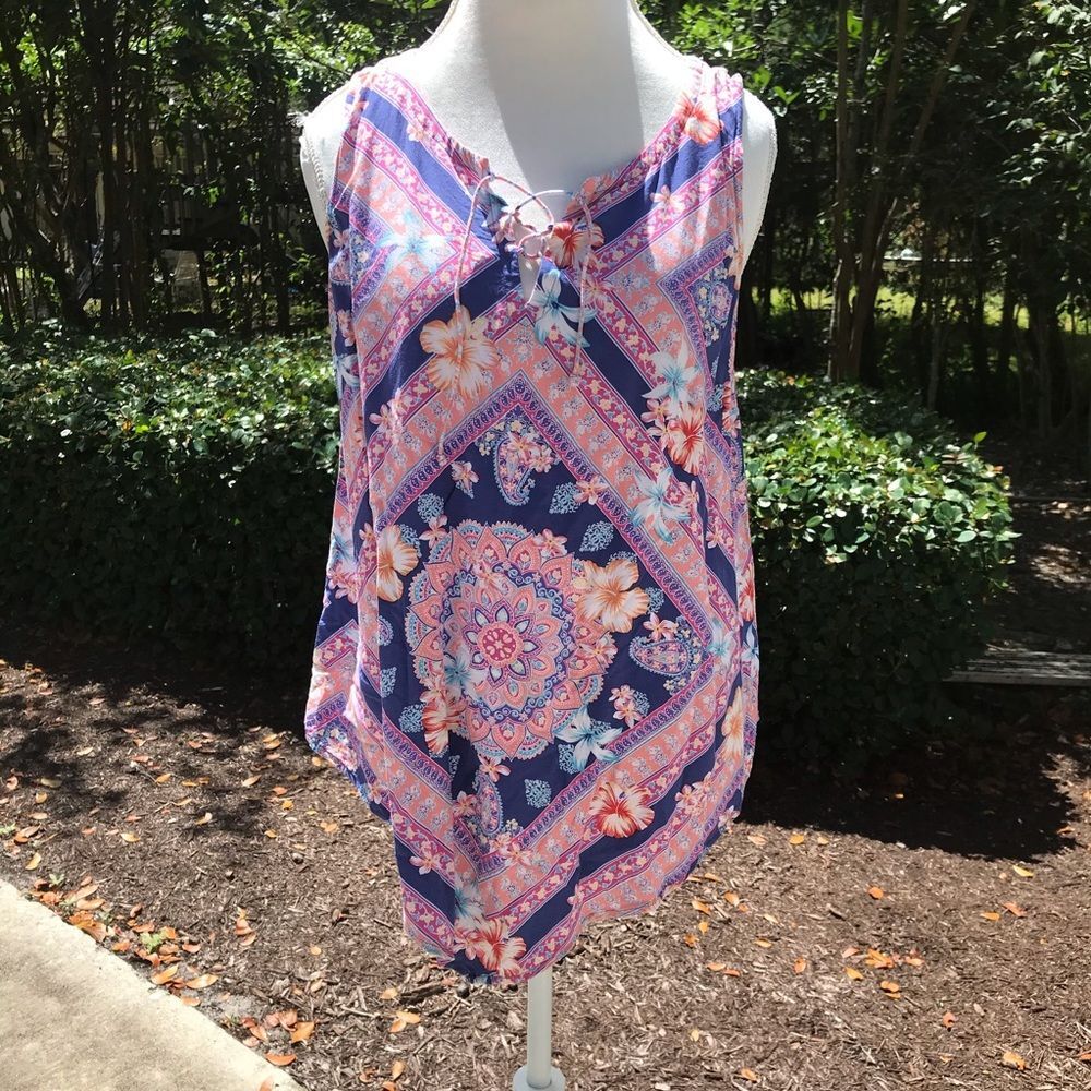 J Jill paisley front tie asymmetrical tank top